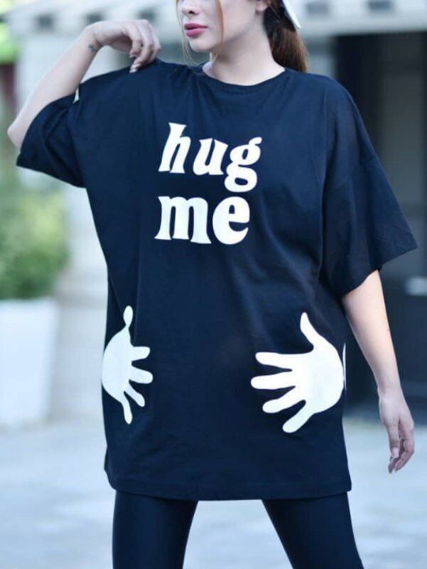 تیشرت لانگ زنانه Hug Me